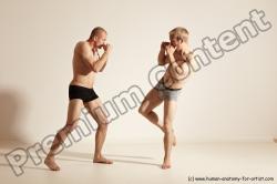 Underwear Martial art Man - Man White Moving poses Slim Short Blond Dynamic poses Academic